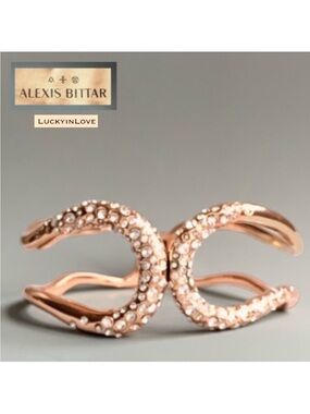 ALEXIS BITTAR • Rose Gold Miss Havisham Hinged Crystal Dusted Bangle Bracelet